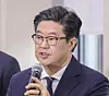 Kim Byung-ju, chairman of private equity firm MBK Partners, attends an audit by the National Assembly's National Policy Committee on Oct. 14, 2025. [YONHAP]