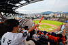 Fans watch a KBO game between the Hanwha Eagles and LG Twins at Daejeon Hanwha Life Ballpark in Daejeon on Sept. 27. [YONHAP]