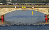 Athletes swim in the Seine on the first leg of the women's triathlon test event for the Paris Olympics in Paris, on Aug. 17, 2023. [AP/YONHAP]