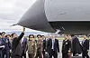 A handout picture made available by the Russian Defence Ministry's press-service shows North Korea's leader Kim Jong Un (C) and Russia's Defence Minister Sergei Shoigu (2-L) inspects a Russian hypersonic 'Kinzhal' missile displayed at Knevichi aerodrome near Vladivostok in the Primorsky region, Russia, Sept. 16, 2023. [EPA/YONHAP]