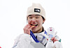 Snowboarder Yu Seung-eun bites her bronze medal after the women’s big air final at the Milan-Cortina Winter Olympics at Livigno Snow Park in Livigno, Italy, on Feb. 9. [NEWS1]