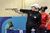Korea's Kim Ye-ji competes in the final round of the women's 10-meter air pistol at the Paris Olympics on July 28. [YONHAP]