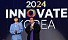 G-Dragon, left, attends the Innovate Korea 2024 forum at KAIST on June 5, 2024. [YONHAP]