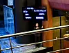 A sign language interpreter and an LED screen featuring the sounds of the noises being made on stage with diffferently stylized fonts are present during an accessible performance of the 'Sammaekyung' at the Myeongdong Theater in Jung District, central Seoul, on Saturday. [LEE JIAN]