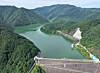 Green-tinted water fills the Doam Dam waterway in Daegwallyeong, Pyeongchang County, Gangwon, on Sept. 8. [YONHAP]