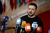Ukraine's President Volodymyr Zelensky speaks with the media as he arrives for an EU summit at the European Council building in Brussels, Thursday, Dec. 19, 2024. [AP/YONHAP]