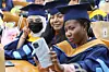 Foreign students pose for a photo during a graduation farewell ceremony at Dong-A University’s Bumin Campus in Seo District, Busan, on Aug. 21. [YONHAP]