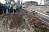 Gyeonggi Gov. Kim Dong-yeon, third from right, sees a site where mistakenly released bomb fell in Pocheon, Gyeonggi on March 7. [YONAHP]