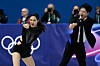 Hannah Lim, left and Quan Ye compete in the figure skating team event's ice dance-rhythm dance at the 2026 Winter Olympics on Feb.6. [AFP/YONHAP]