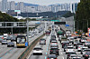 Traffic builds up in the Seoul-bound lanes near the Osan Interchange on the Gyeongbu Expressway in Osan, Gyeonggi on Oct. 9. [YONHAP]