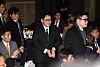 Bang Si-hyuk, founder and chairman of K-pop agency HYBE, second from the left, attends a conference held in Yeongdeungpo District, western Seoul, on Feb. 20. [YONHAP]