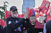 Albanian Prime Minister Edi Rama applauds to his supporters during a celebratory rally for his Socialist Party victory in the last parliamentary elections, in Tirana, Albania, Wednesday, May 14. [AP/YONHAP]