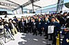 From right in the first row, José Muñoz, president and CEO of Hyundai Motor; Kim Doo-gyeom, mayor of Ulsan; Kim Sung-whan, minister of climate, energy and environment; and lawmakers Park Seong-min, Kim Gi-hyeon, and Yoon Jong-o attend the groundbreaking ceremony for Hyundai Motor’s new hydrogen fuel cell plant in Ulsan. [HYUNDAI MOTOR GROUP]
