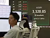 The benchmark Kospi is displayed on a screen inside a dealing room in Hana Bank in Seoul on Oct. 2. [YONHAP]