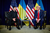 Ukrainian President Volodymyr Zelensky meets with U.S. President Donald Trump on the sidelines of the United Nations General Assembly in New York, on Sept. 23. [UPI/YONHAP]