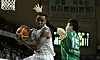 Busan KCC Egis center Rah Gun-ah, left, in action during a KBL playoff game against Wonju DB Promy at Wonju Gymnasium in Wonju, Gangwon, on April 15, 2024. [NEWS1]