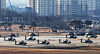 Apache helicopters stand by at Camp Humphreys in Pyeongtaek, Gyeonggi on Dec. 18. [YONHAP]