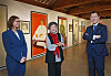 From left, Michaela Lee, director of the Czech Centre Seoul, artist Yun Suk-nam and Ambassador of the Czech Republic to Korea Gustav Slamecka visits Yun's exhibition at the Hakgojae Gallery in central Seoul last month. [PARK SANG-MOON]