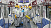 Workers from the state-run train operator Korail disinfect subway trains in Guro District, western Seoul, on Nov. 14 amid an alarming rise of suspected bedbug cases in the country. [JOINT PRESS CORPS]