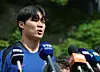Oh Hyeon-gyu speaks to reporters at the Paju Nationa Football Center in Paju, Gyeonggi on June 8. [NEWS1]