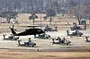 A UH-60 Blackhawk helicopter takes off from Camp Humphreys in Pyeongtaek, Gyeonggi, during the joint Korea-U.S. Freedom Shield military exercise on March 10. [YONHAP]