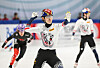Rim Jong-un reacts after leading Korea to victory in the final of the men's 5000-meter relay race at the ISU Short Track World Tour speedskating event in Montreal, Canada on Oct. 12. [AP/YONHAP]
