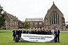A delegation from the Pohang city government takes pictures at the Christ College Brecon campus in Wales on Oct. 14. [POHANG CITY GOVERNMENT]