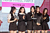 Girl group NewJeans gives a speech after receiving the Best K-pop Song award at the 21st Korean Music Awards (KMA) ceremony held Thursday in southern Seoul. [PRIZM]