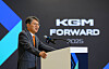 KG Mobility Chairman Kwak Jea-sun speaks during a press conference unveiling its business strategies at the company’s manufacturing facility in Pyeongtaek, Gyeonggi, on June 17. [KG MOBILITY]