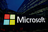 A view shows a Microsoft logo at Microsoft offices in Issy-les-Moulineaux near Paris, France, on March 25, 2024. [REUTERS/YONHAP]