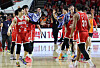 The Seoul SK Knights celebrate after winning the fifth game of the KBL Championship against the Changwon LG Sakers at Jamsil Students Gymnasium in southern Seoul on May 13. [NEWS1]