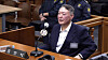 Former President Yoon Suk Yeol testifies during a martial law trial at the Seoul Central District Court in the capital on Nov. 19.  [YONHAP]