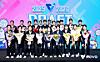 Players nominated by each club at the 2025-2026 Korea Volleyball Federation (KOVO) Women's Rookie Draft pose for a commemorative photo at the Mayfield Hotel in Gangseo District, western Seoul on Sept. 5. [NEWS1]