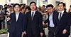 Deputy Prime Minister for Economic Affairs and Minister of Economy and Finance Koo Yun-cheol, Minister of Industry Kim Jung-kwan and Trade Minister Yeo Han-koo, who led the Korea-U.S. tariff negotiations, are seen upon returning to Korea via Terminal 2 of Incheon International Airport on Aug. 1. [NEWS1]