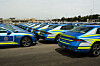 This photo, provided by Genesis, shows a fleet of custom-built G90 sedans supplied to the Kuwaiti interior ministry for use in official events and protocol. [YONHAP]