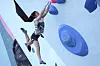 Korea's Seo Chae-hyun competes in the women's boulder and lead, boulder, final at the Paris Olympics on Saturday in Le Bourget, France. [AP/YONHAP]