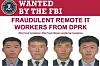 This captured image shows four North Koreans indicted in the United States in connection with wire fraud and who are wanted by the FBI. [YONHAP]