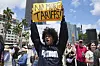 Paul Ivanov chants slogans during a protest against the Trump administration on April 19 in Miami. [AP/YONHAP]