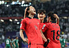 Korea's Cho Gue-sung, left, celebrates scoring a goal during an Asian Cup round of 16 match against Saudi Arabia at Education City Stadium in Qatar on Jan. 31, 2024. [NEWS1]