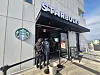 Visitors wait to enter at newly opened Starbucks store at the observatory of the Aegibong Peace Ecopark in Gimpo, South Korea on Friday. [NEWS1]