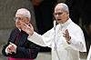 Pope Leo XIV delivers a speech during the weekly general audience in the Paul VI Hall at the Vatican on Aug. 27. [REUTERS/YONHAP]