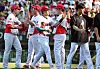The Kia Tigers celebrate winning a KBO game against the Kiwoom Heroes at Gwangju-KIA Champions Field in Gwangju on Sept. 8. [YONHAP]