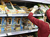 Foreign tourists shop for gim snacks at a large supermarket in Seoul on April 29, 2024. [YONHAP]