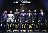 From left: K League President Kwon Oh-gap, former manager Kim Ho, former striker Dejan Damjanovic, Korea Football Association Honorary President Chung Mong-joon, former K League MVP Kim Joo-sung and Yoo Sun-woo, former player Yoo Sang-chul's son and former goalkeeper Kim Byung-ji pose for a commemorative photo during the 2025 K League Hall of Fame induction ceremony at the Asan Institute for Policy Studies in central Seoul on Sept. 16. [YONHAP]