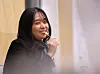 Han Kang, recipient of the 2024 Nobel Prize in Literature, answers questions from reporters during a press conference at the office of her Swedish-language publisher, Natur & Kultur, in Stockholm, Sweden, on Dec. 11, 2024. [NEWS1]