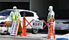 A quarantine team sets up entry control and disinfection measures at a farm in Muan, South Jeolla, on April 15. [NEWS1]