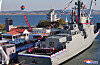 North Korea's 5,000-ton multipurpose destroyer Choe Hyon-ho at Nampo Shipyard is seen on April 25. [YONHAP]