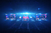 Members of team T1 are seen on the screens during the final round of the 2023 League of Legends World Championship against China's Weibo Gaming at Gocheok Sky Dome in western Seoul on Nov. 19. [AP/YONHAP]