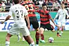 Pohang Steelers' Kim Jong-woo prepares to strike the ball during the final against Jeonbuk Hyundai Motors in Pohang, North Gyeongsang on Saturday. [YONHAP]