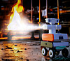 A robot puts out fire in a photo provided by the Seoul city government on Tuesday. [SEOUL METROPOLITAN GOVERNMENT]